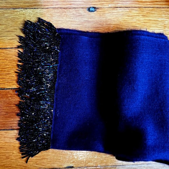 Scarf Blue Fringe Detailing Beaded with | Mercari Beaded scarf-- A beauty!